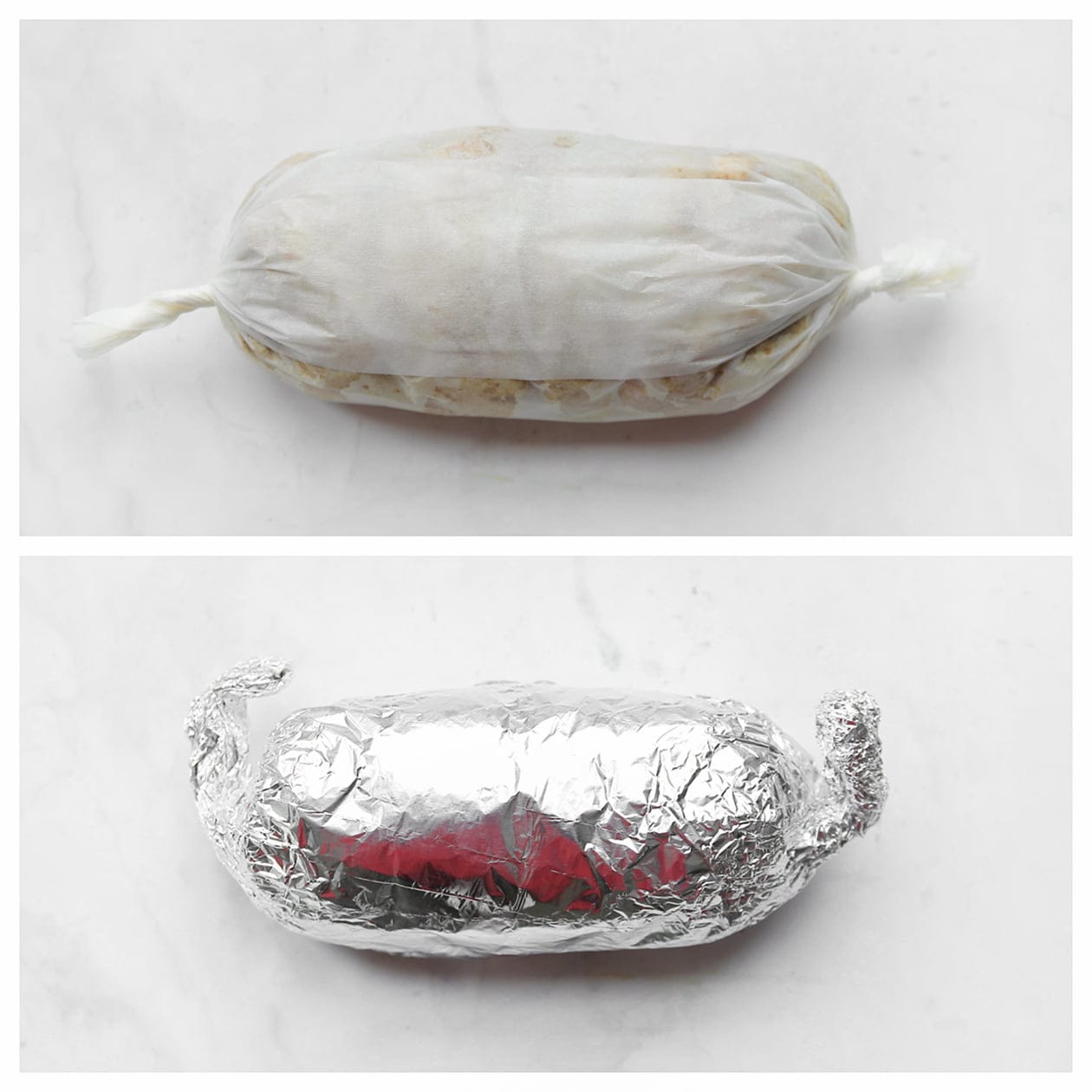 Kip bedekken met bakpapier en aluminiumfolie