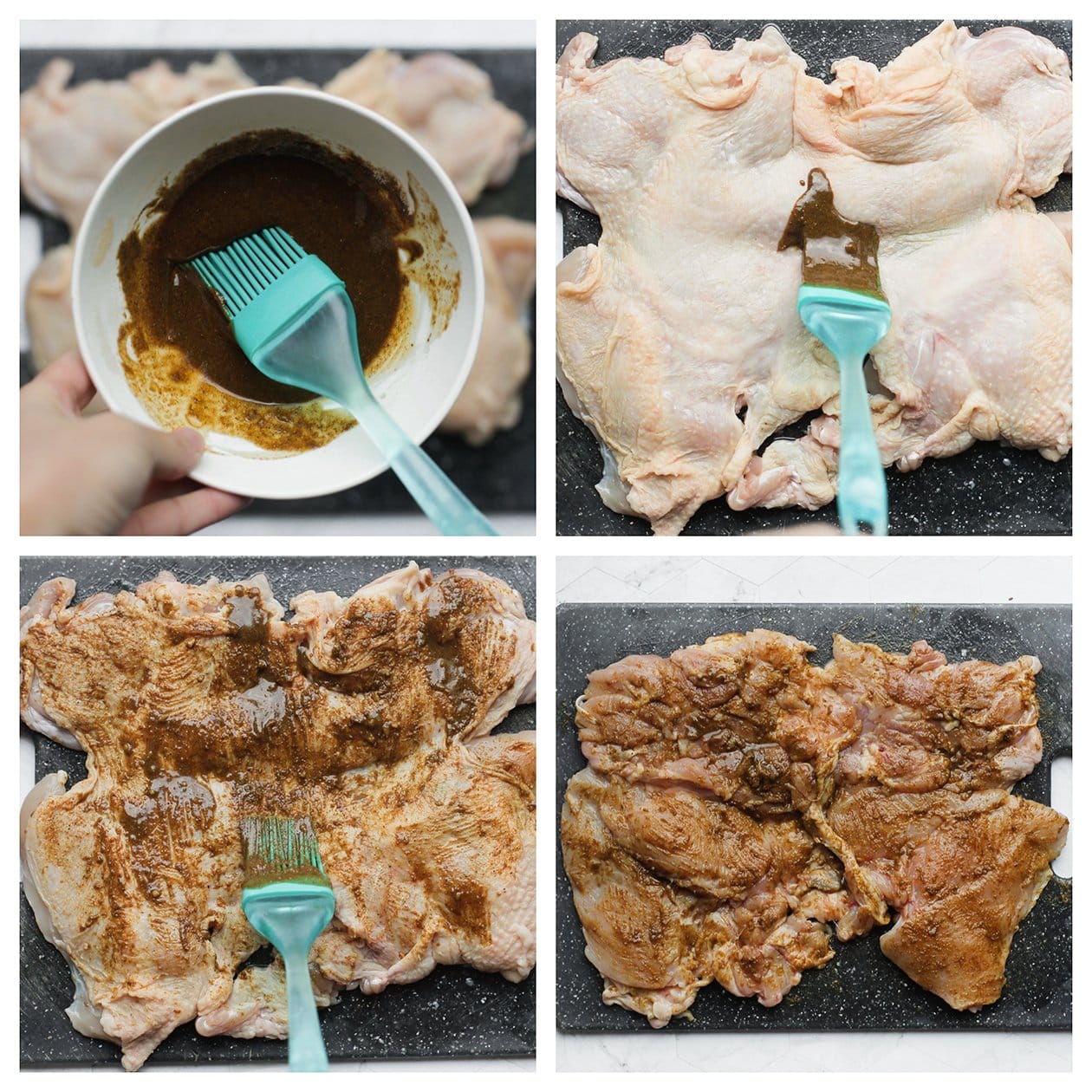 Kip insmeren met de marinade