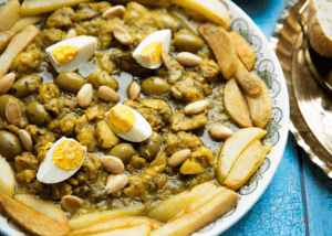 Marokkaanse kip met patat