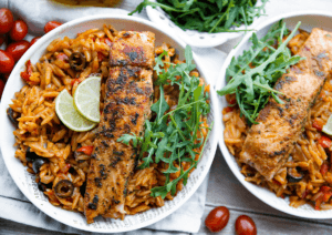 Orzo met zalm en tomaat