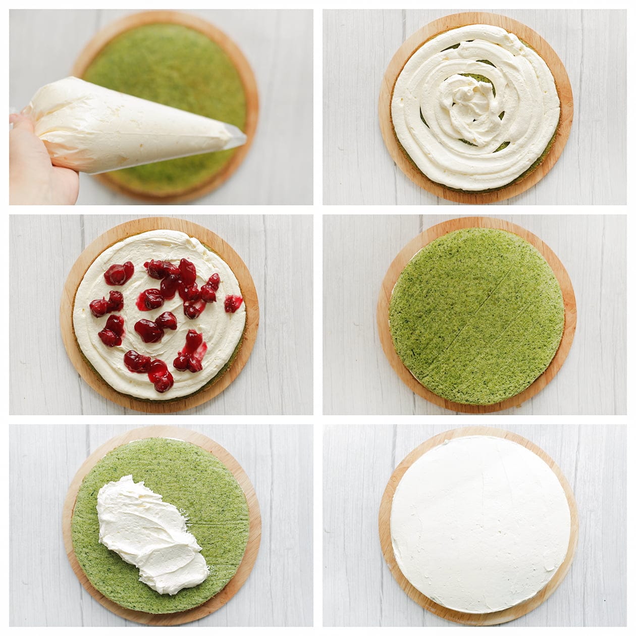 Room en vlaaifruit verdelen over de spinaziecake