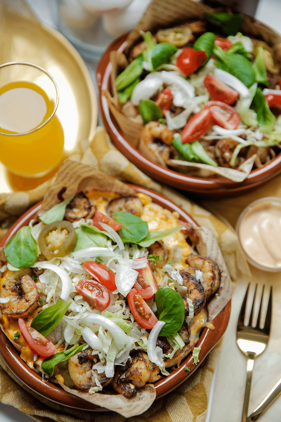 Aardappelschotel met garnalen eindresultaat