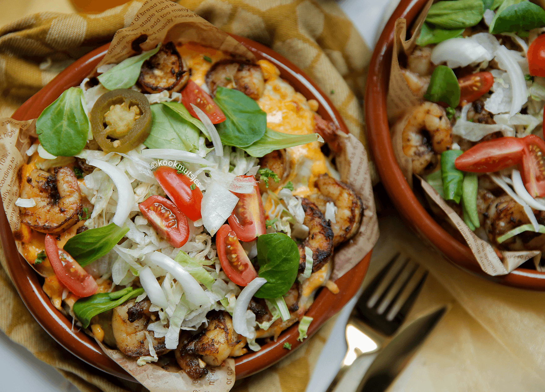 Aardappelschijfjes met gamba