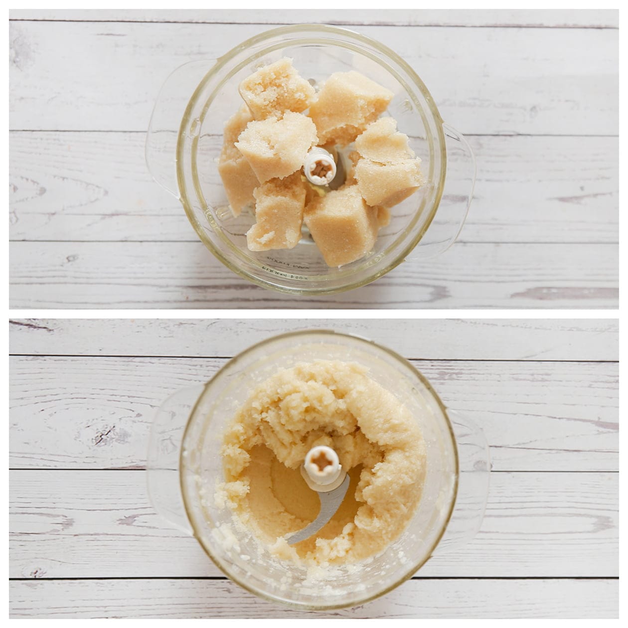 Amandelspijs in hakmolen fijnmalen