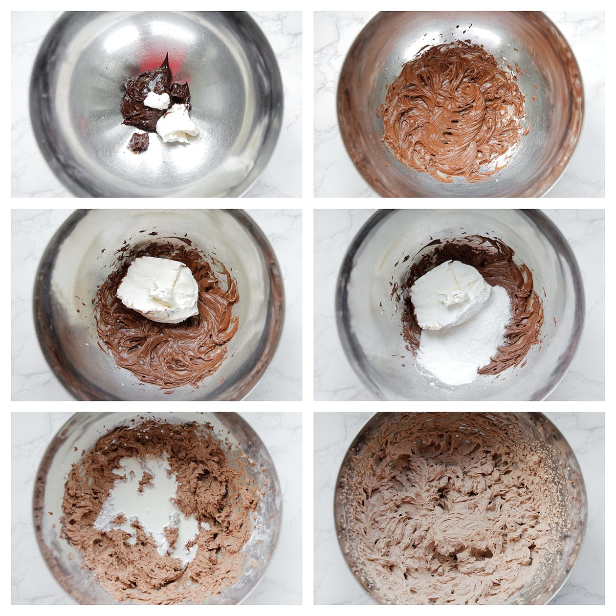 Chocolade room mixen in een diepe kom