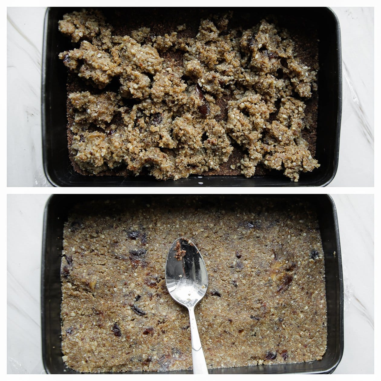 Dadelmengsel over het koekjesdeeg