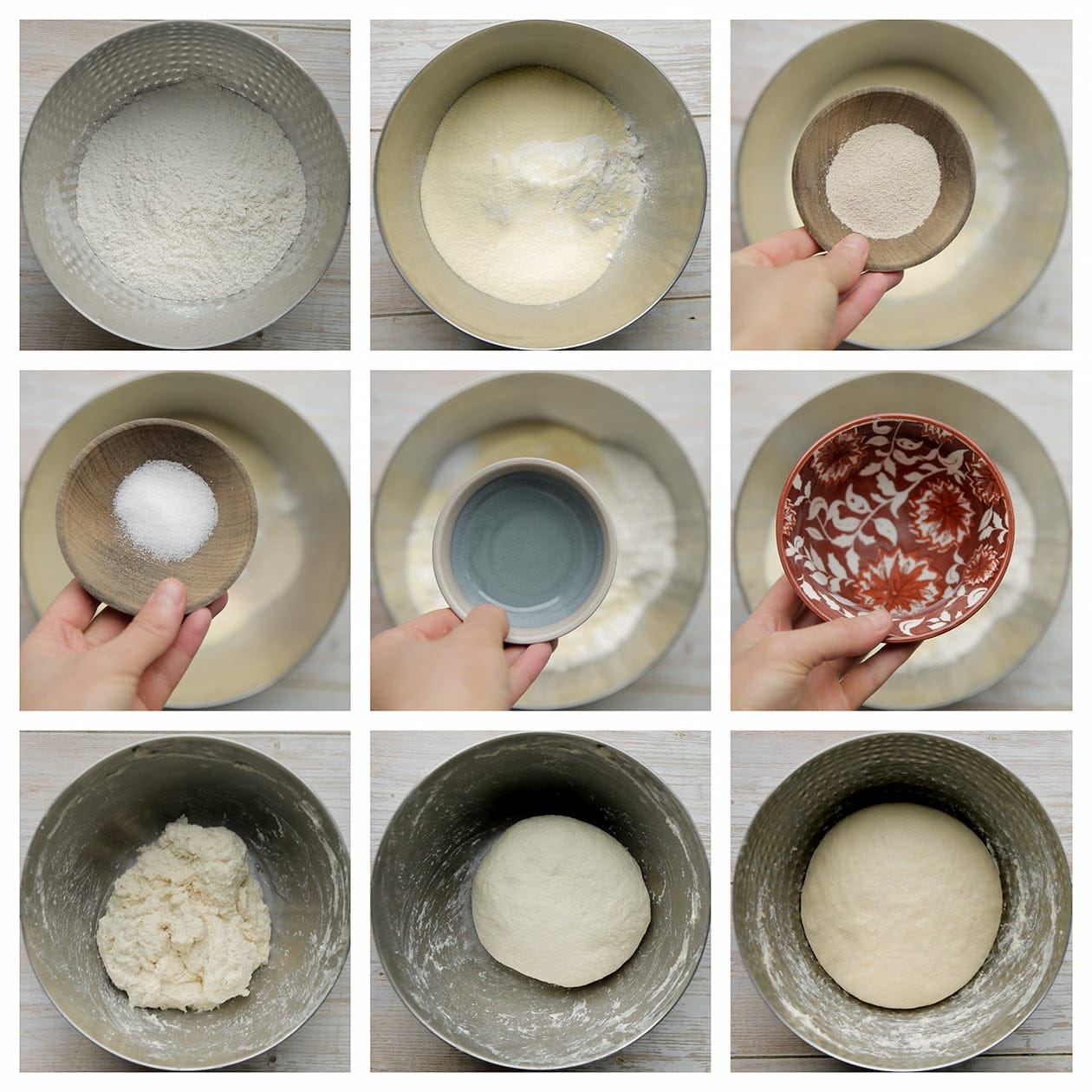 Deeg kneden voor de mini griesmeelbroodjes