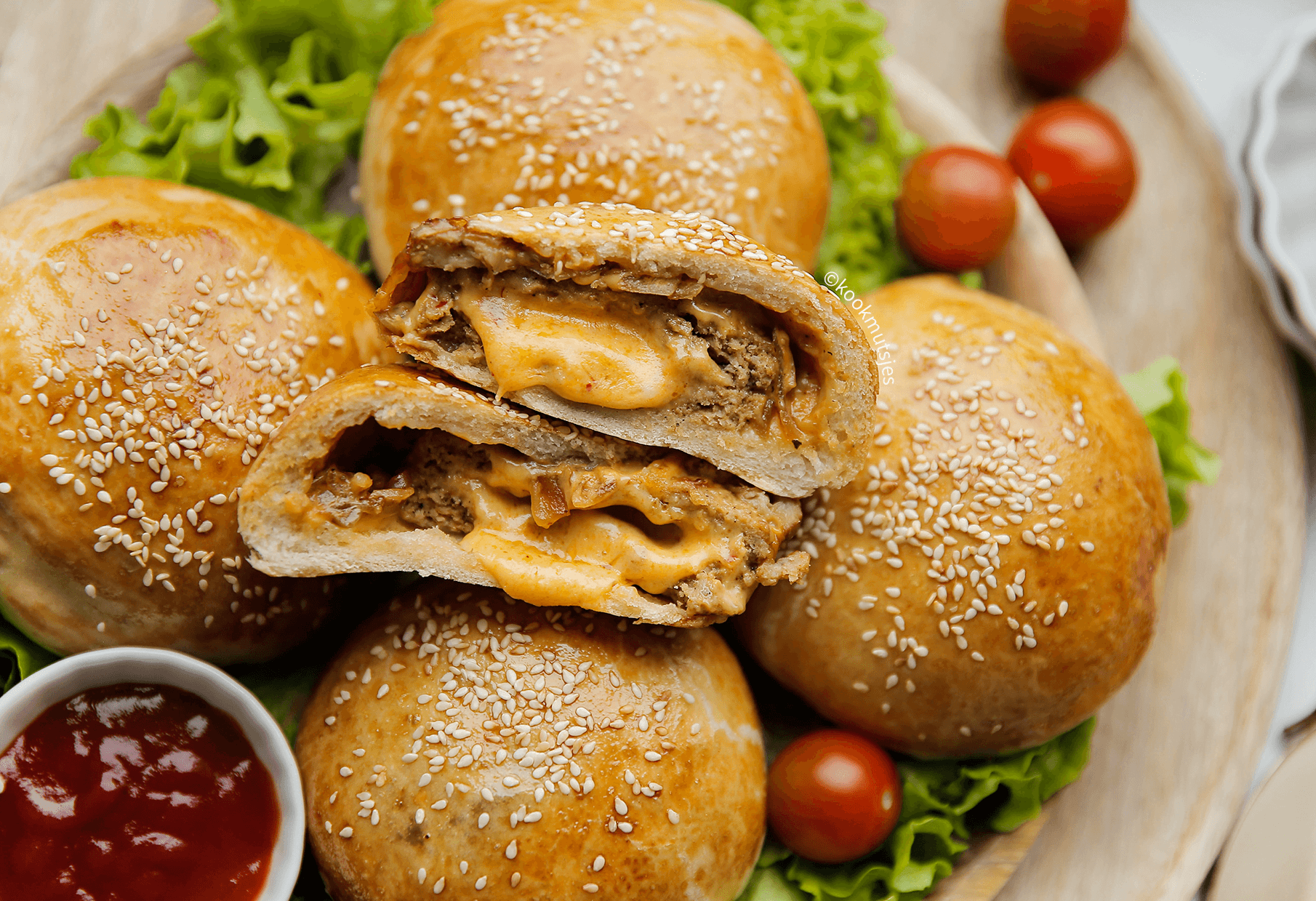 Gevulde gehaktburger Kookmutsjes