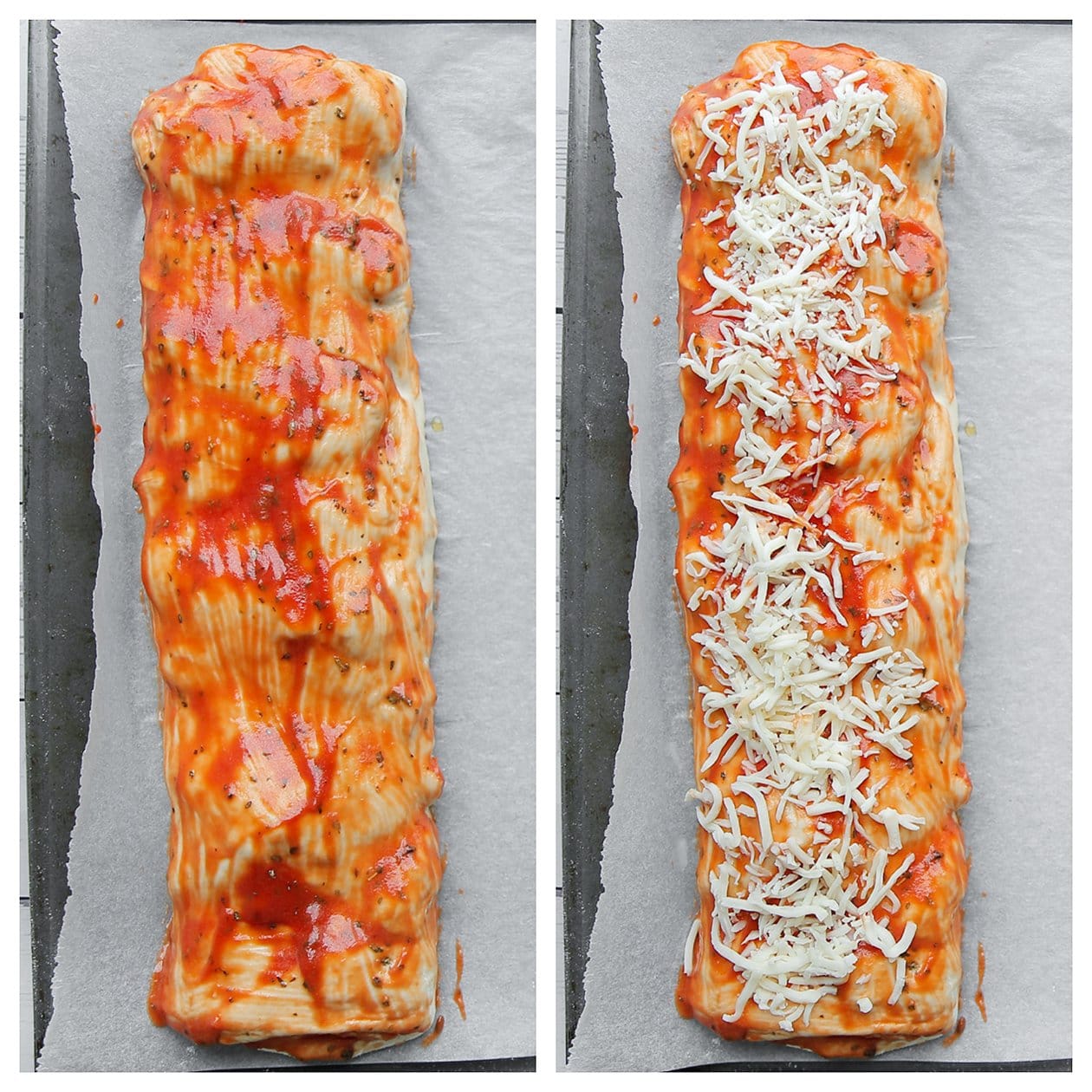 Gevulde kipbrood bakken in de oven