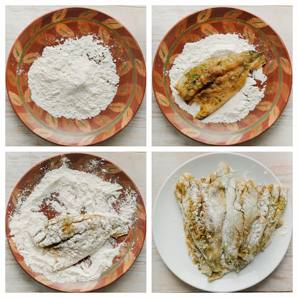 Haal de goudbaars door de bloem.