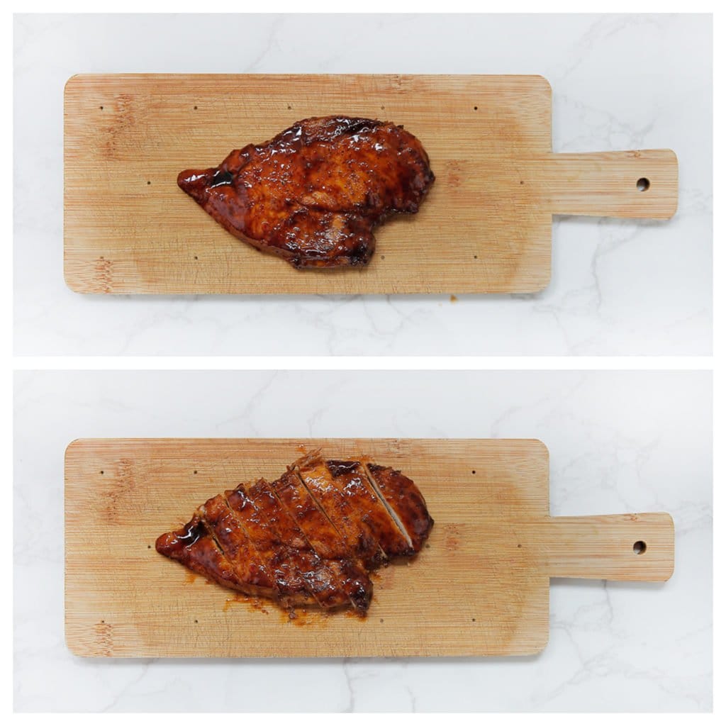 Snijd de kip in reepjes.