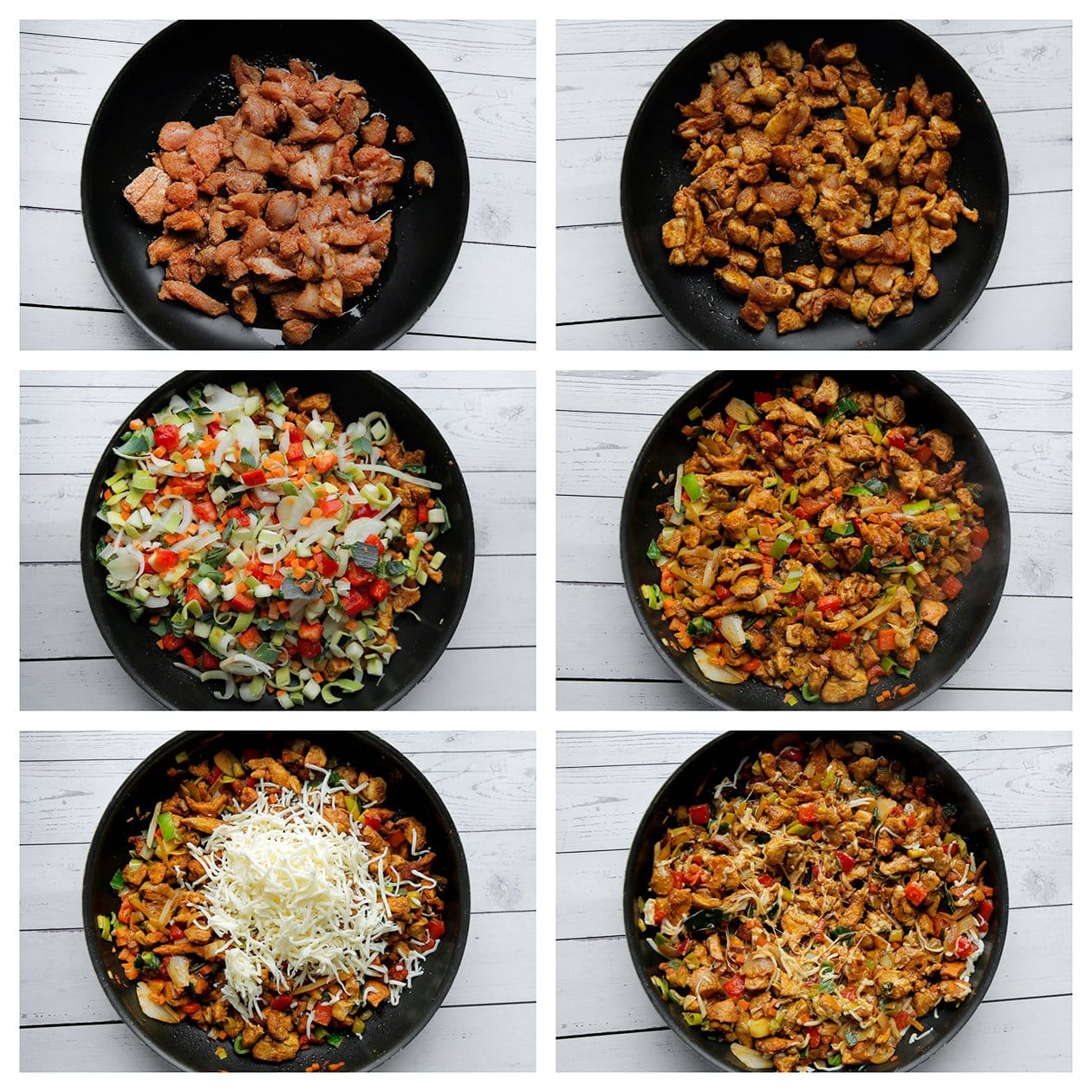 Kipmengsel gaar bakken met Italiaanse roerbakgroenten