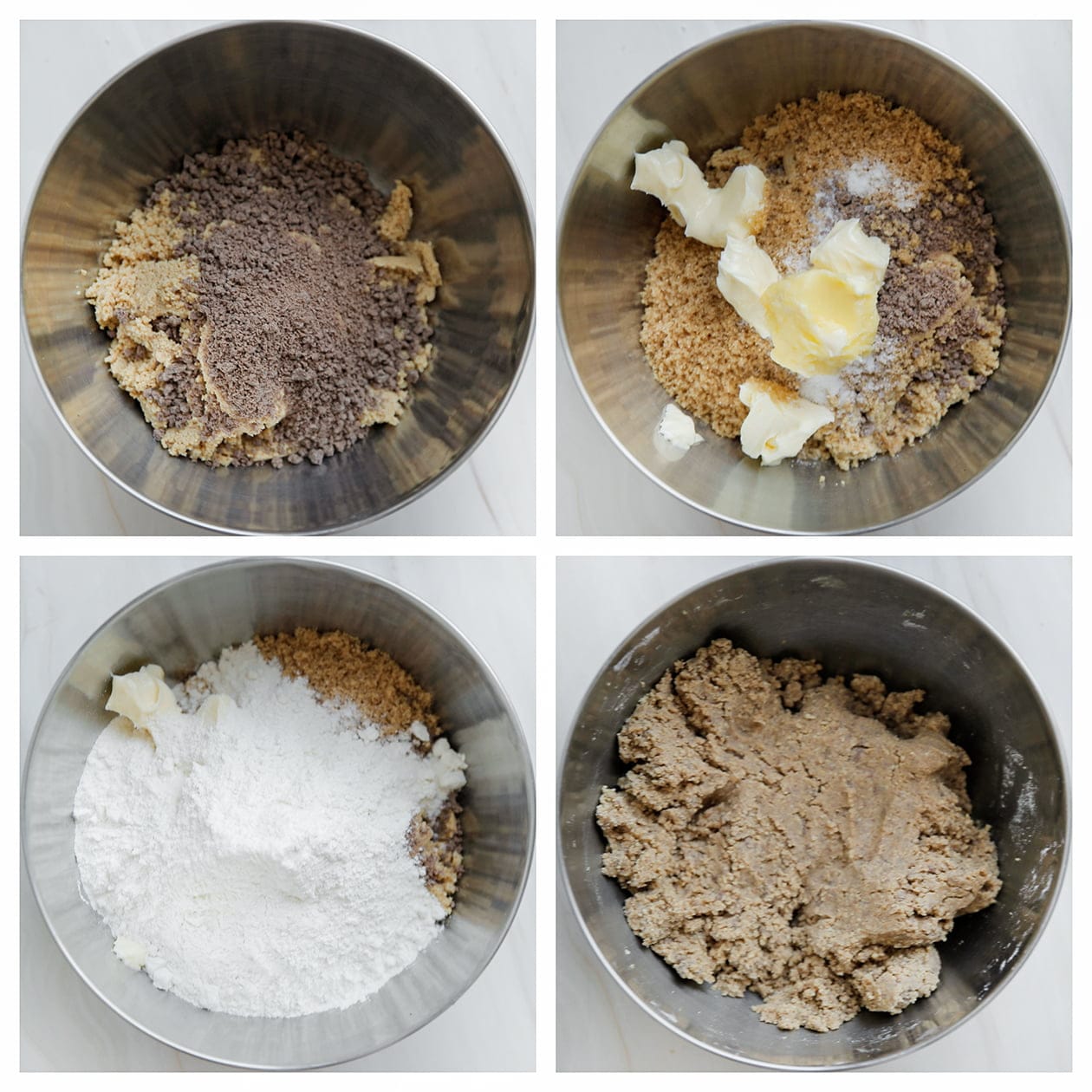 Koekjesdeeg mengen tot een geheel voor de pindakoekjes