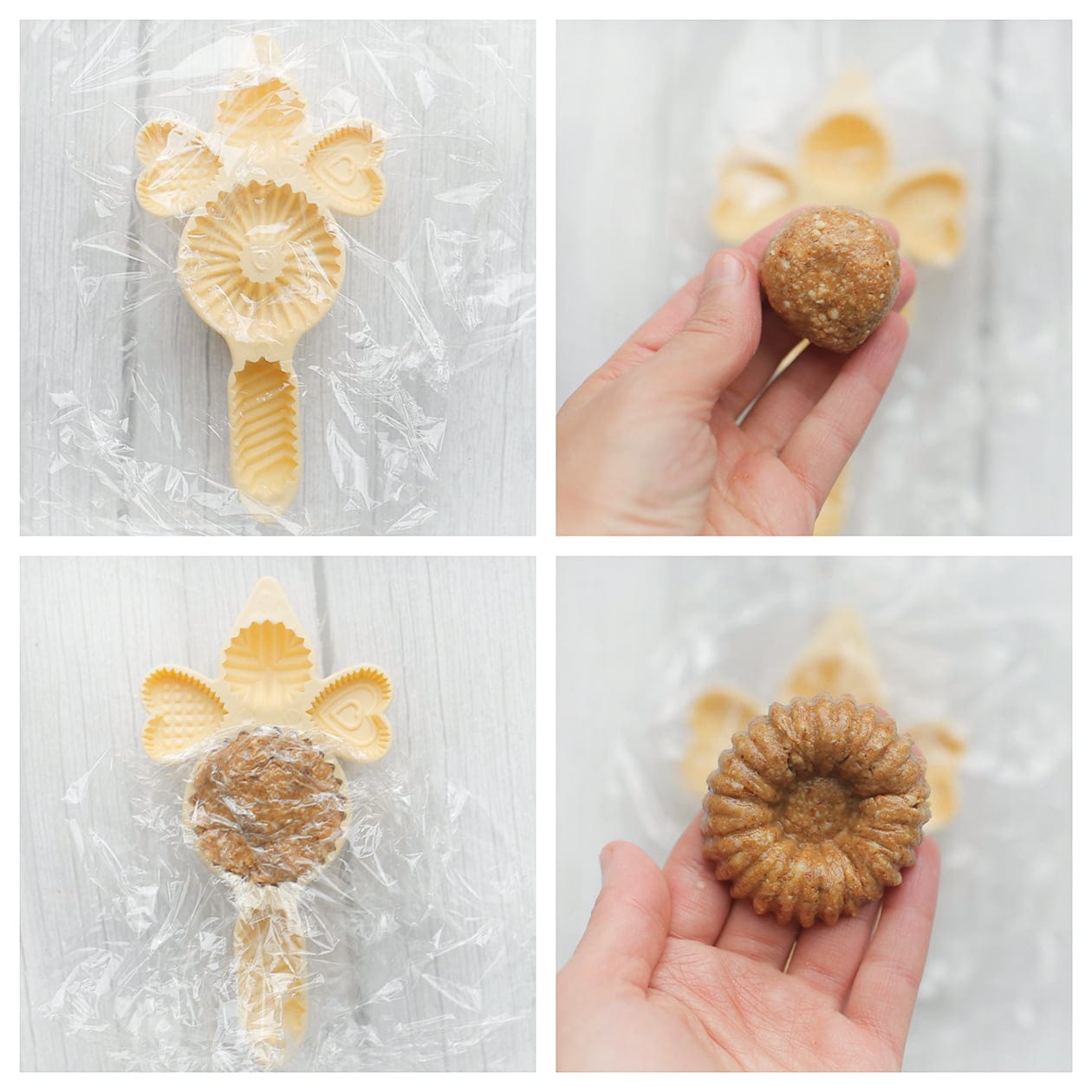 Pindakoekjes vormen met een koekjesvorm