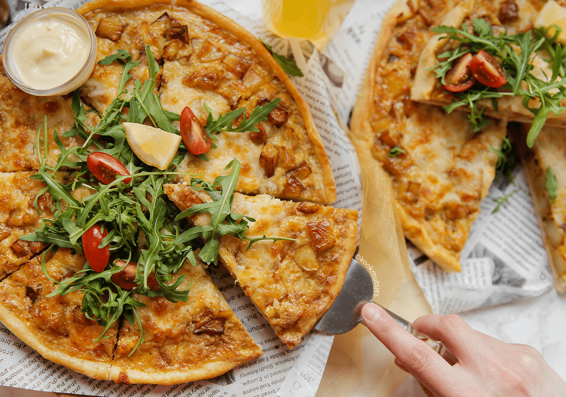 Tortilla batata pizza