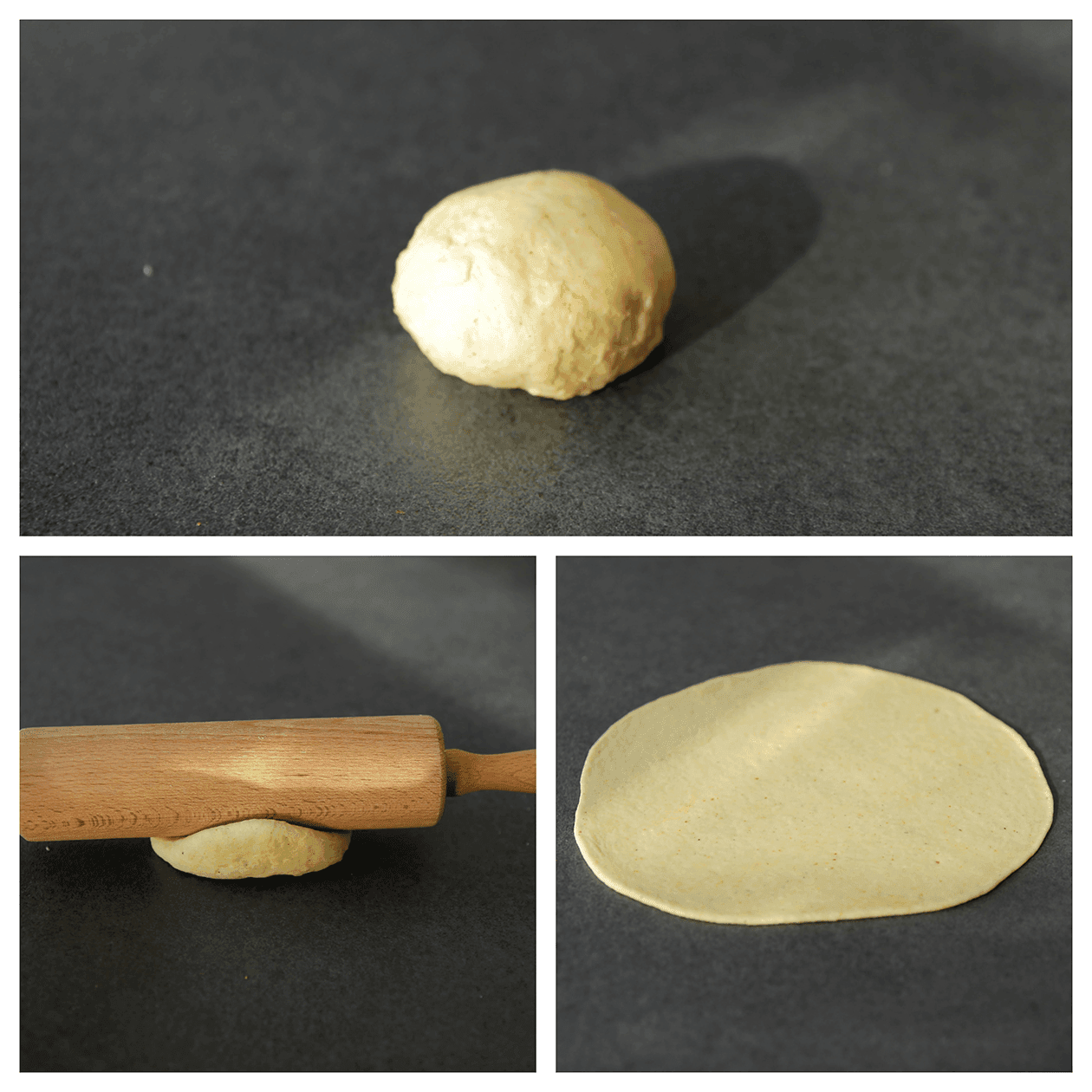 Rol het deeg uit tot een ronde lap van 20 cm.