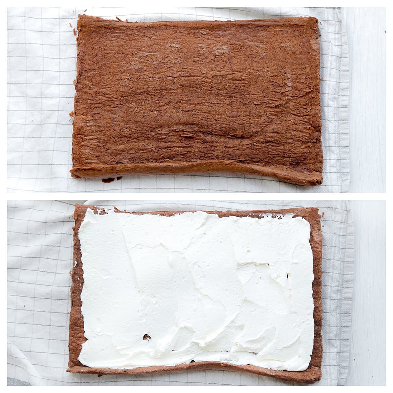 Room uitsmeren over de cakelaag