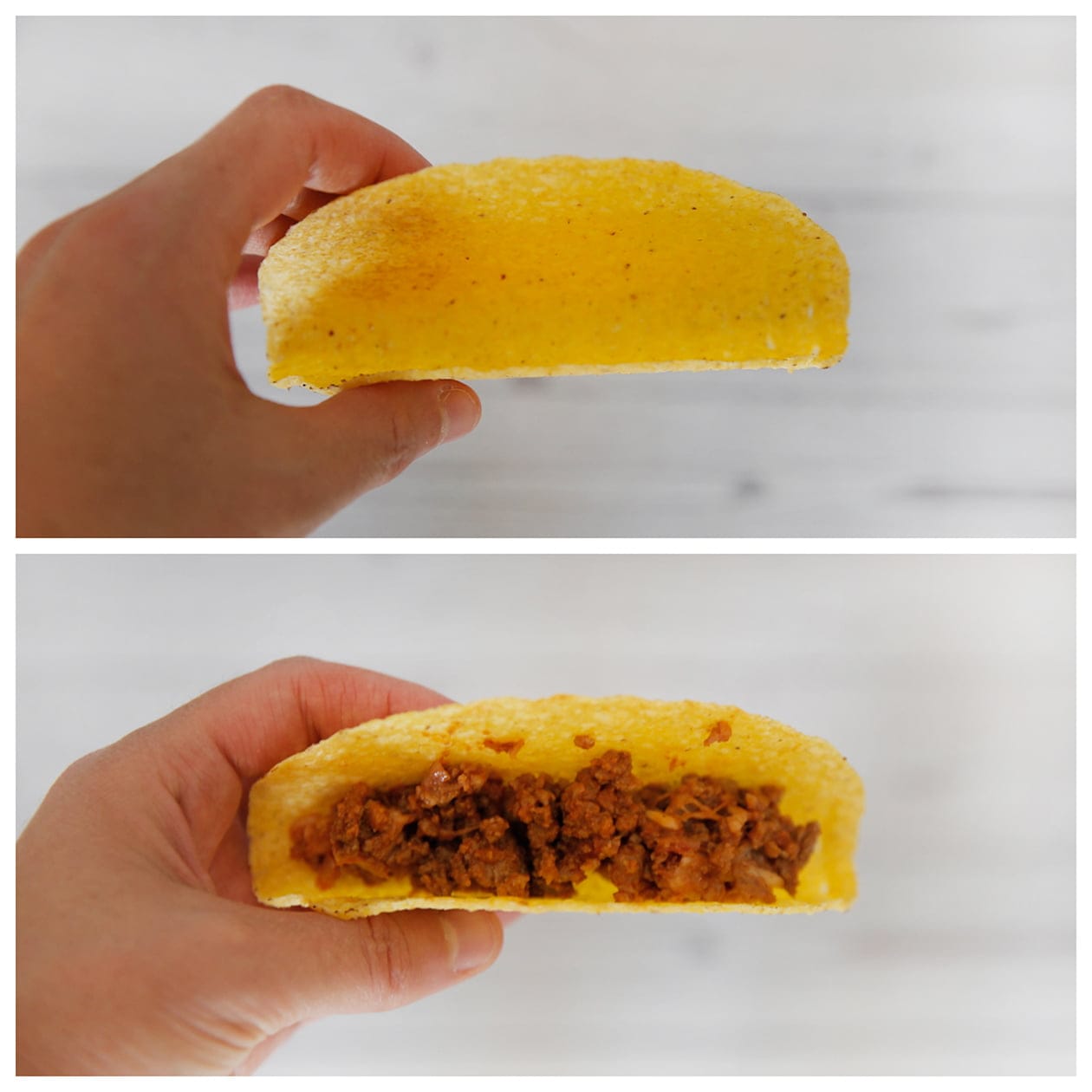 Taco's vullen met het gehaktmengsel