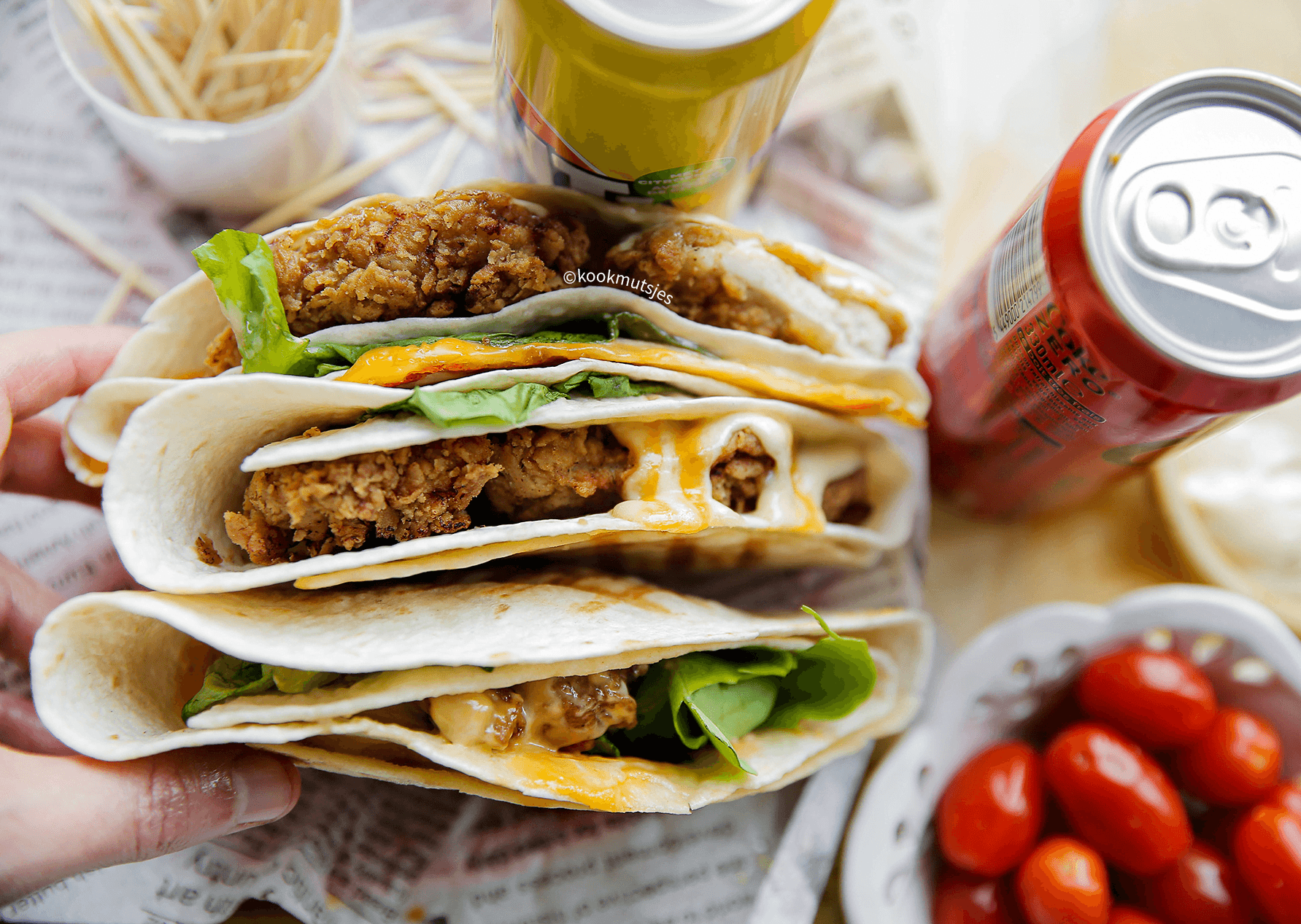 Tiktok wrap met krokante kip