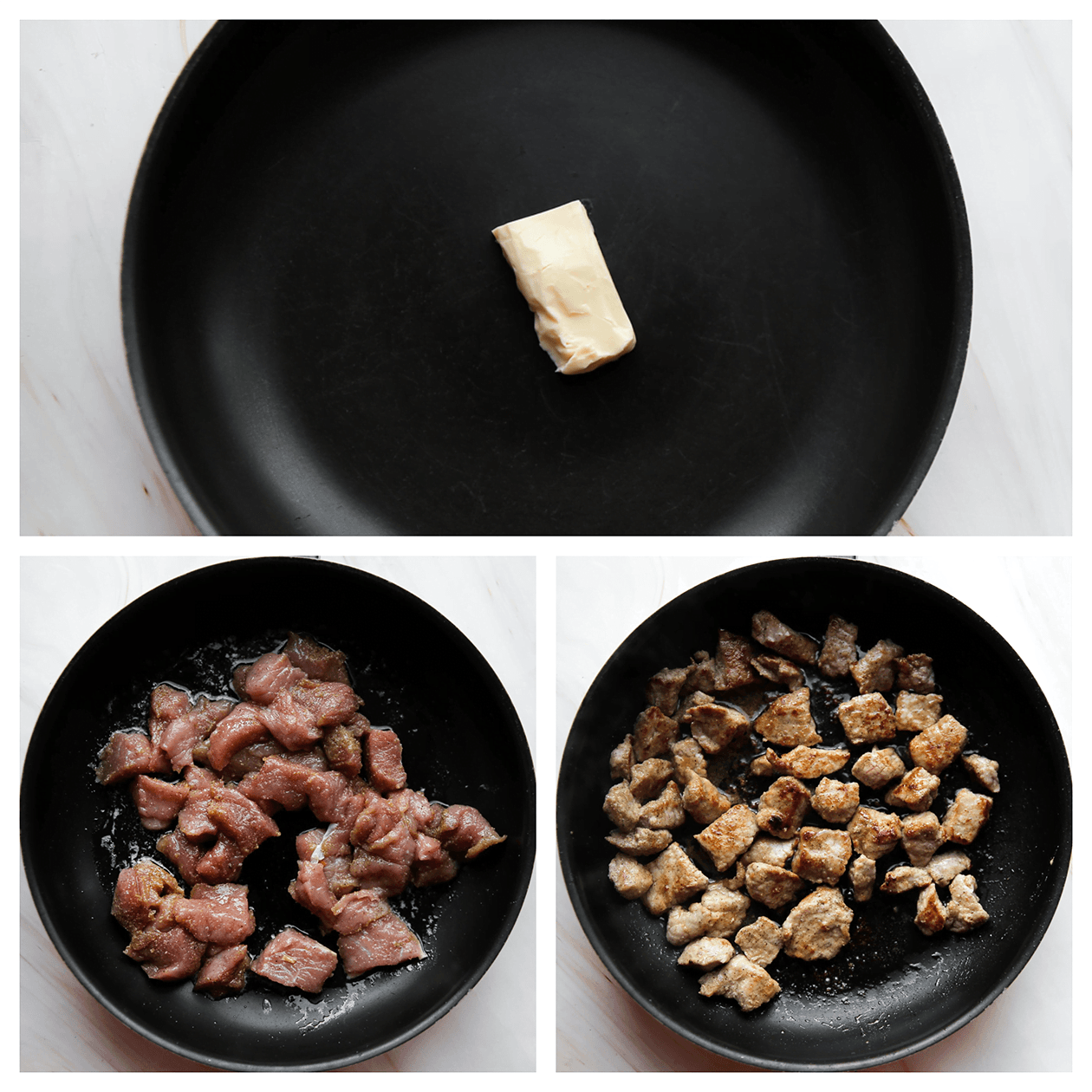 Biefstuk goudbruin bakken in roomboter