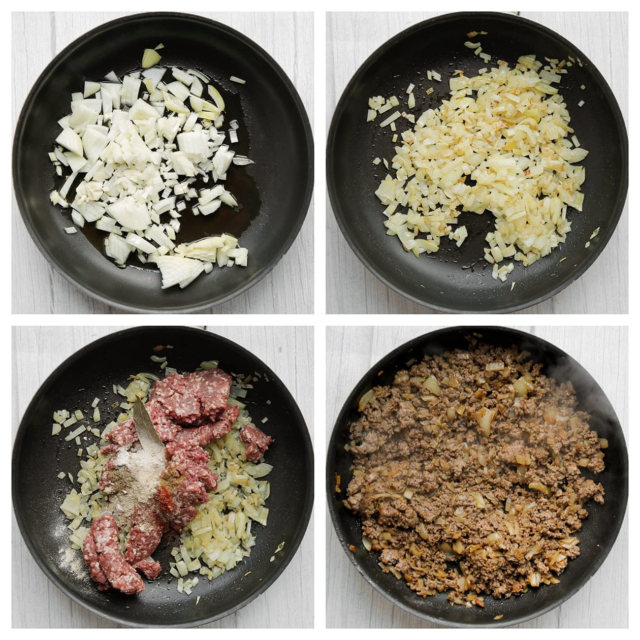 Gehaktmengsel gaar bakken in een koekenpan