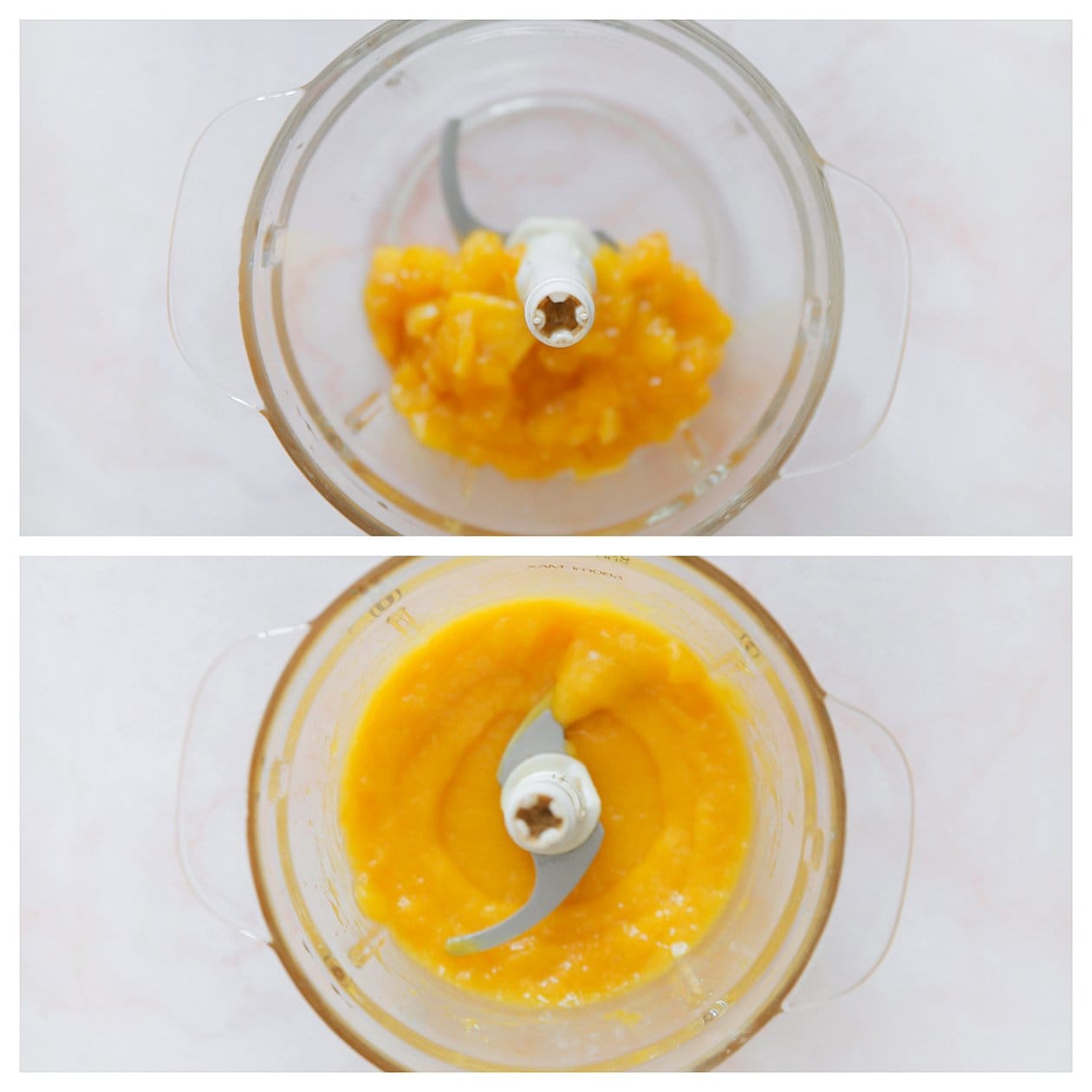 Mango fijnmalen in een hakmolen