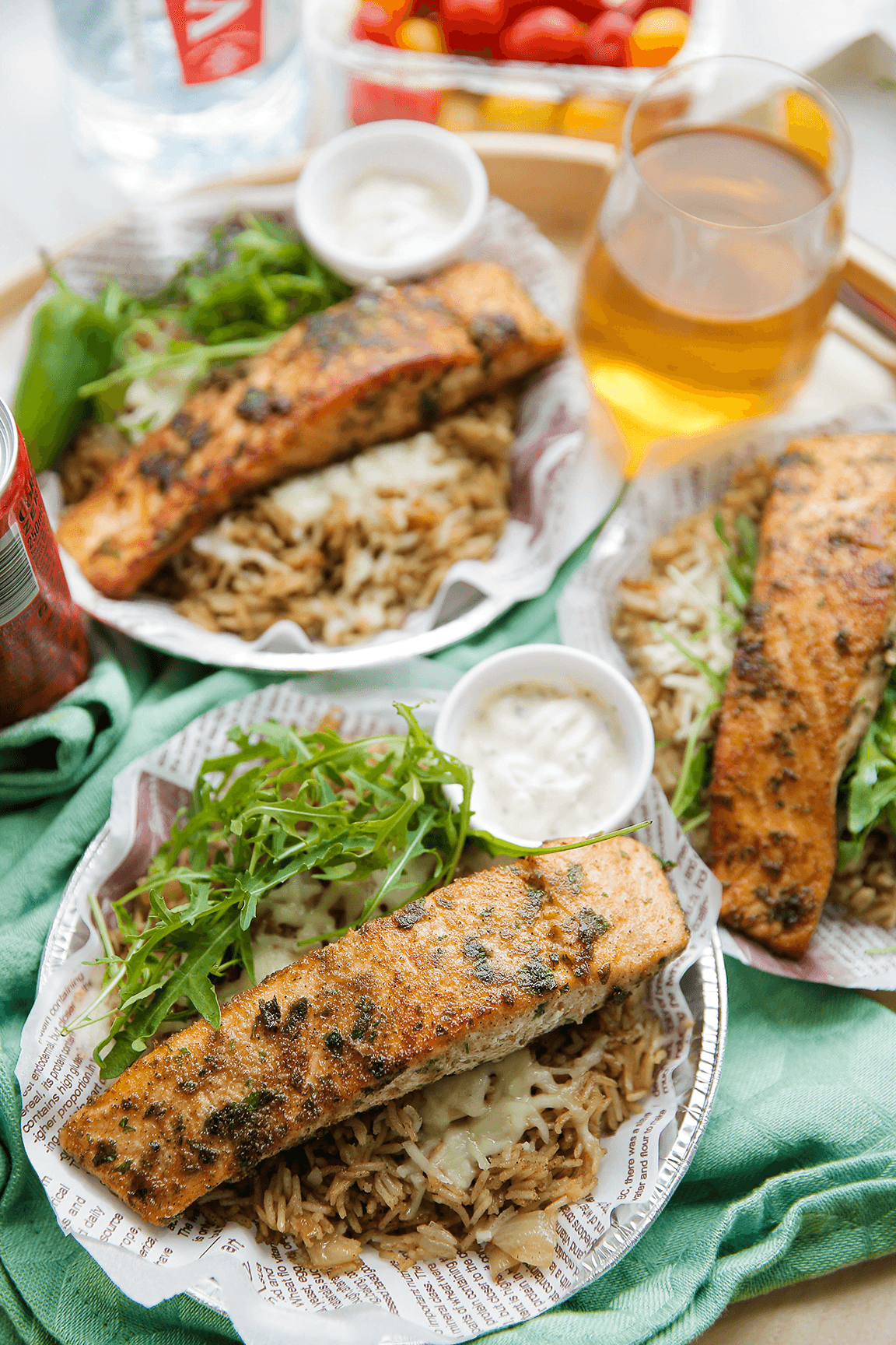 Zalm met rijst en ui eindresultaat