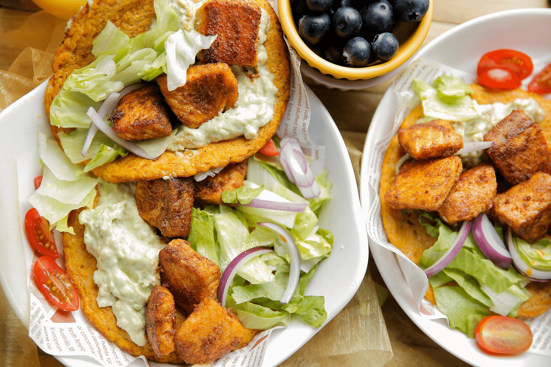 Zoete aardappel omelet met zalm