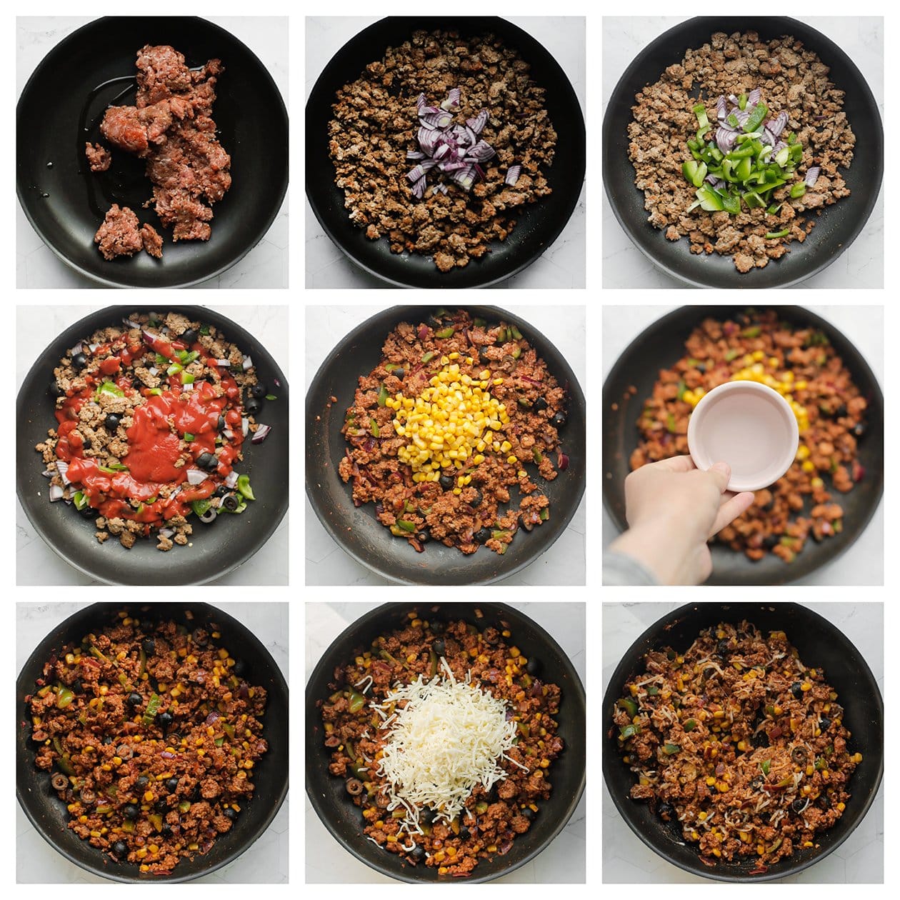 gehaktmengsel bakken met groenten, saus en kaas