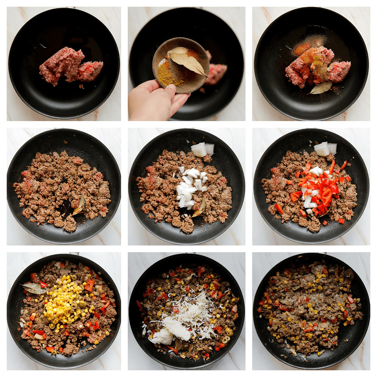 Gehakt bakken met verse kruiden en groentes tot een geheel