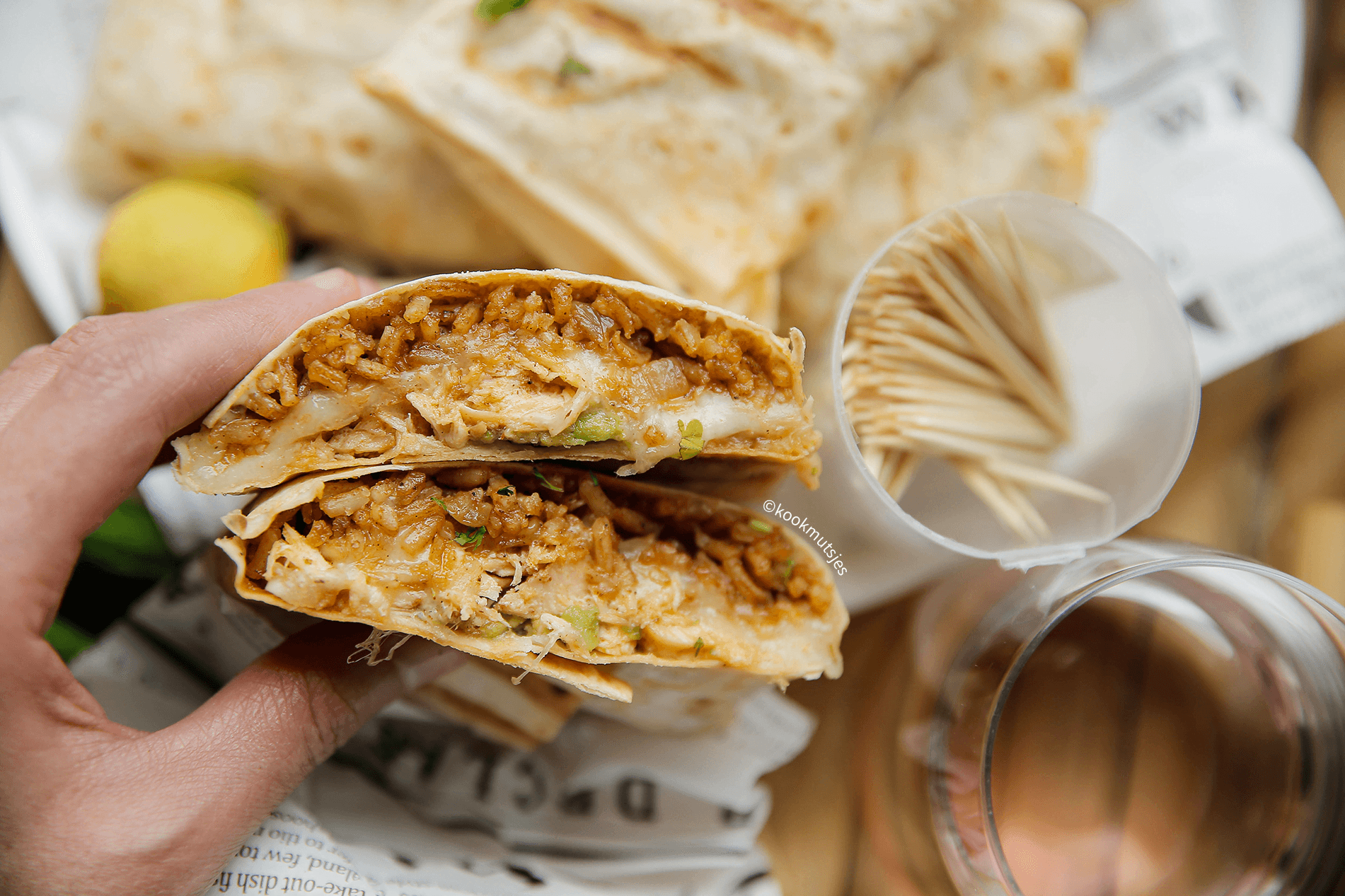 Yufka met zalm en rijst