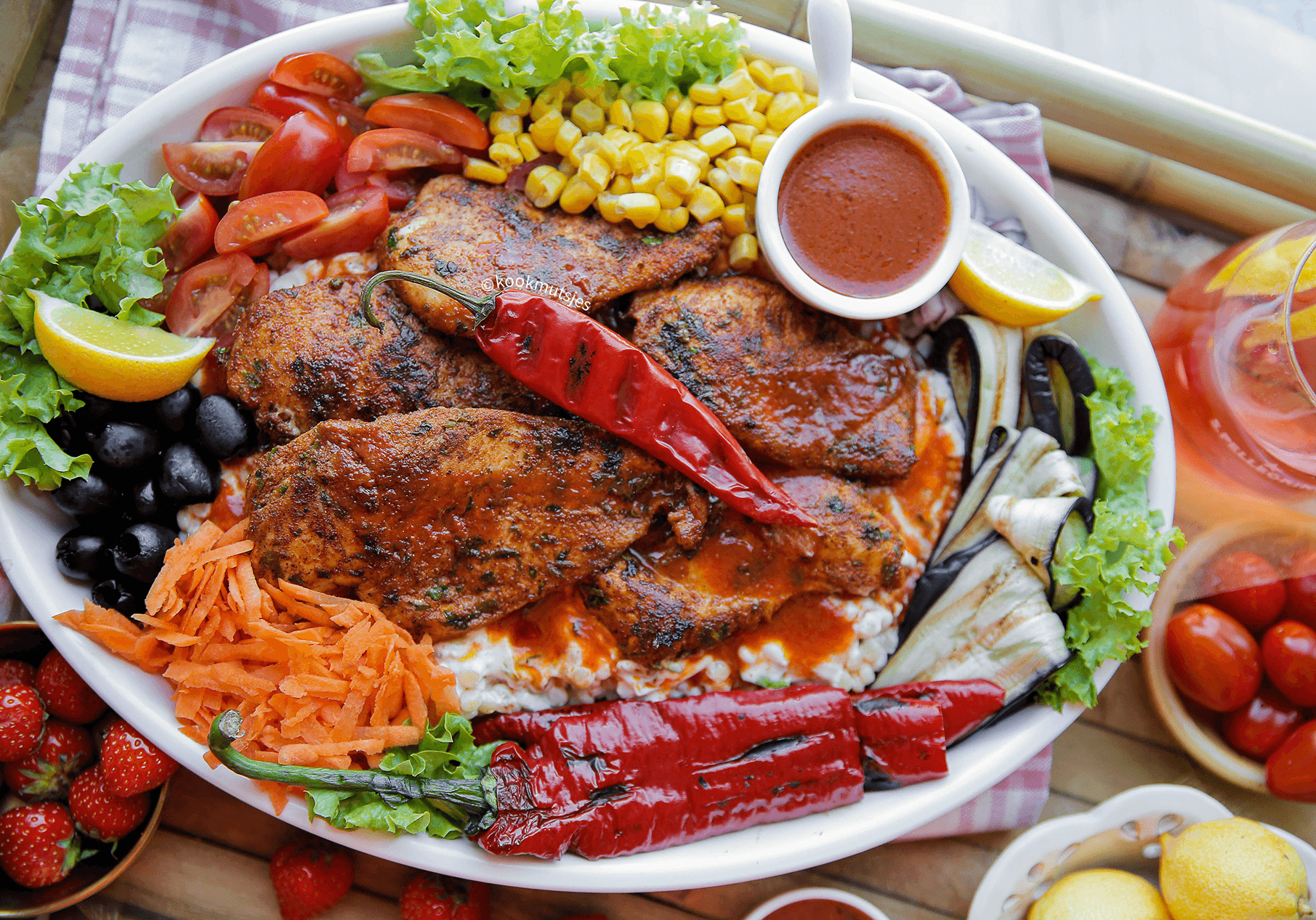 Parelcouscous salade met kip