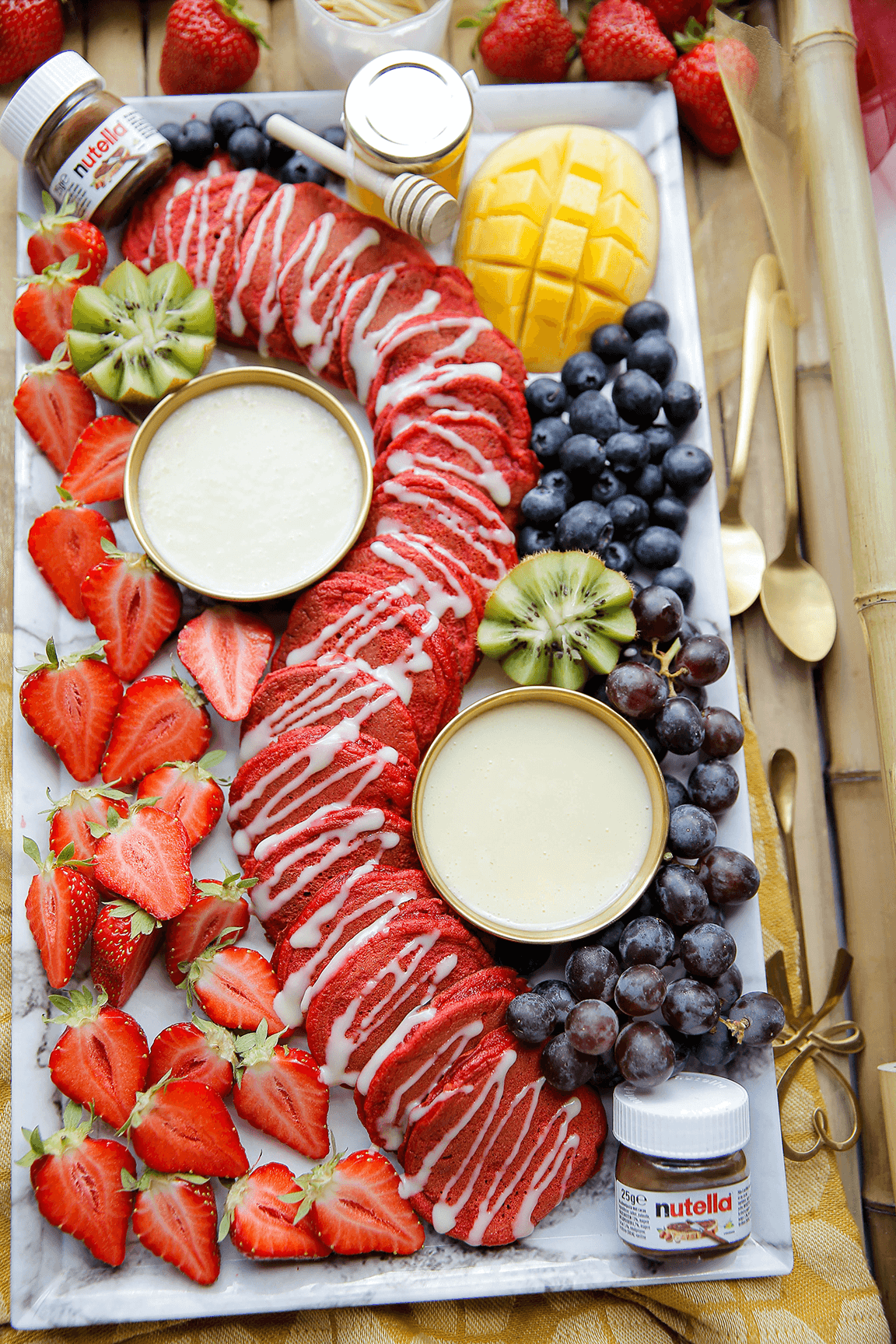 Red velvet pancakes eindresultaat