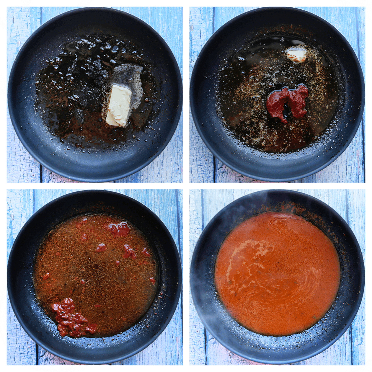 Tomatensaus koken in een koekenpan