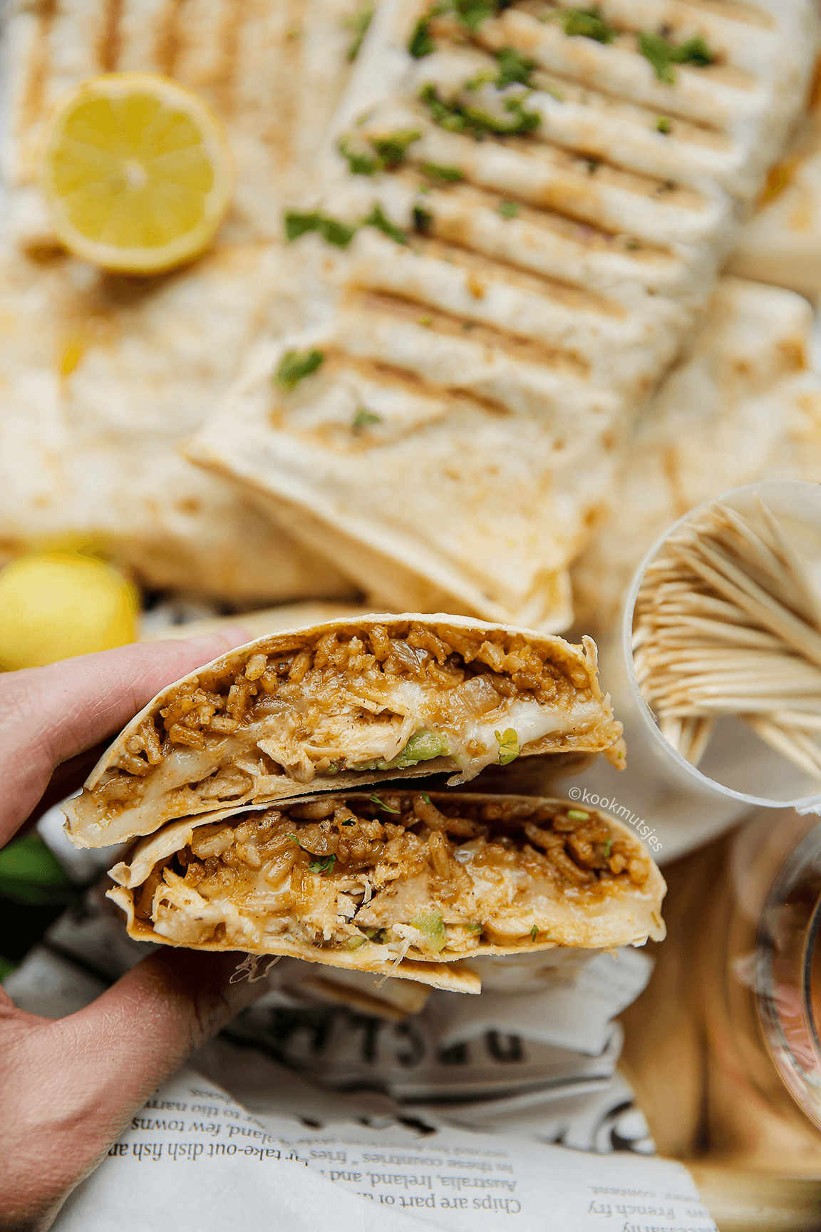 Yufka met zalm en rijst eindresultaat