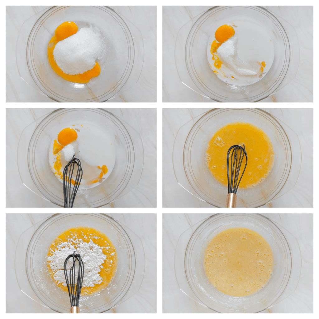 Doe het eigeel, de suiker en vanillesuiker in een kom. Mix gedurende 1 minuut. Voeg de maïzena en melk (75 ml) toe. Mix tot een geheel.