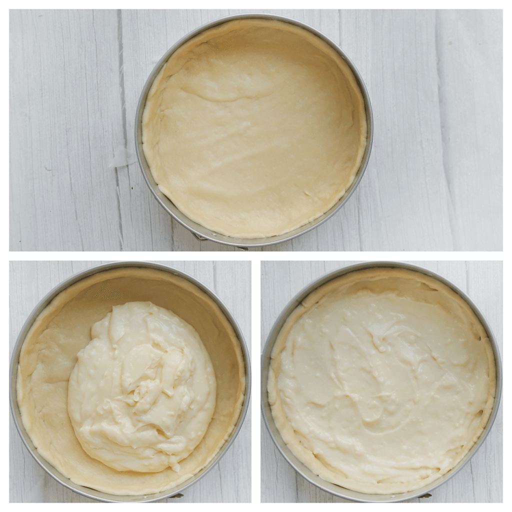 Vul het koekjesdeeg met de gele room en maak egaal.