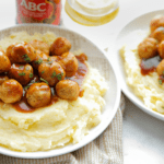 Aardappelpuree met pittige kipgehaktballen