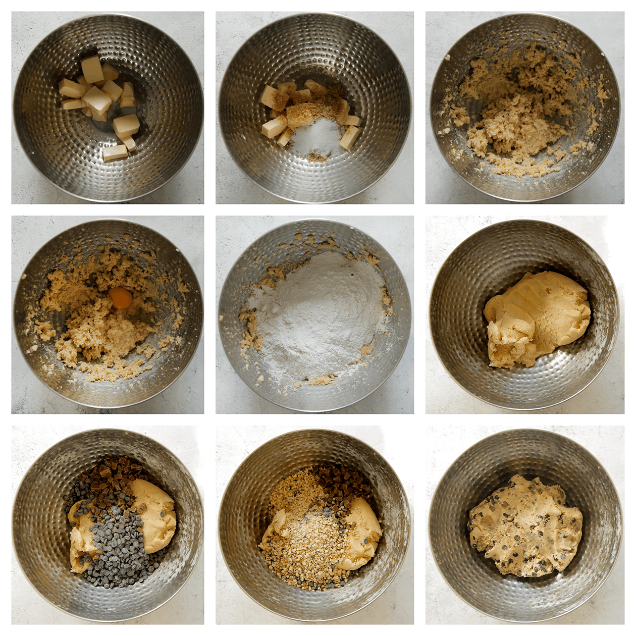 Koekjesdeeg kneden met chocolade en hazelnoten