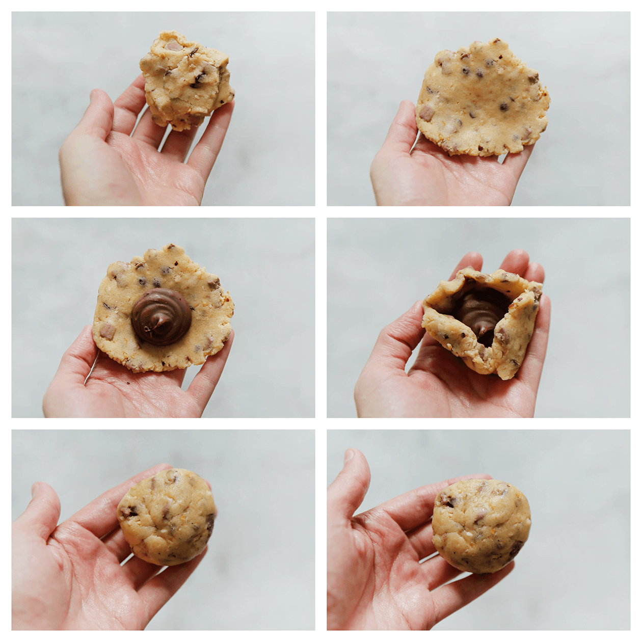 Koekjesdeeg vullen met de nutella en goed dichtmaken