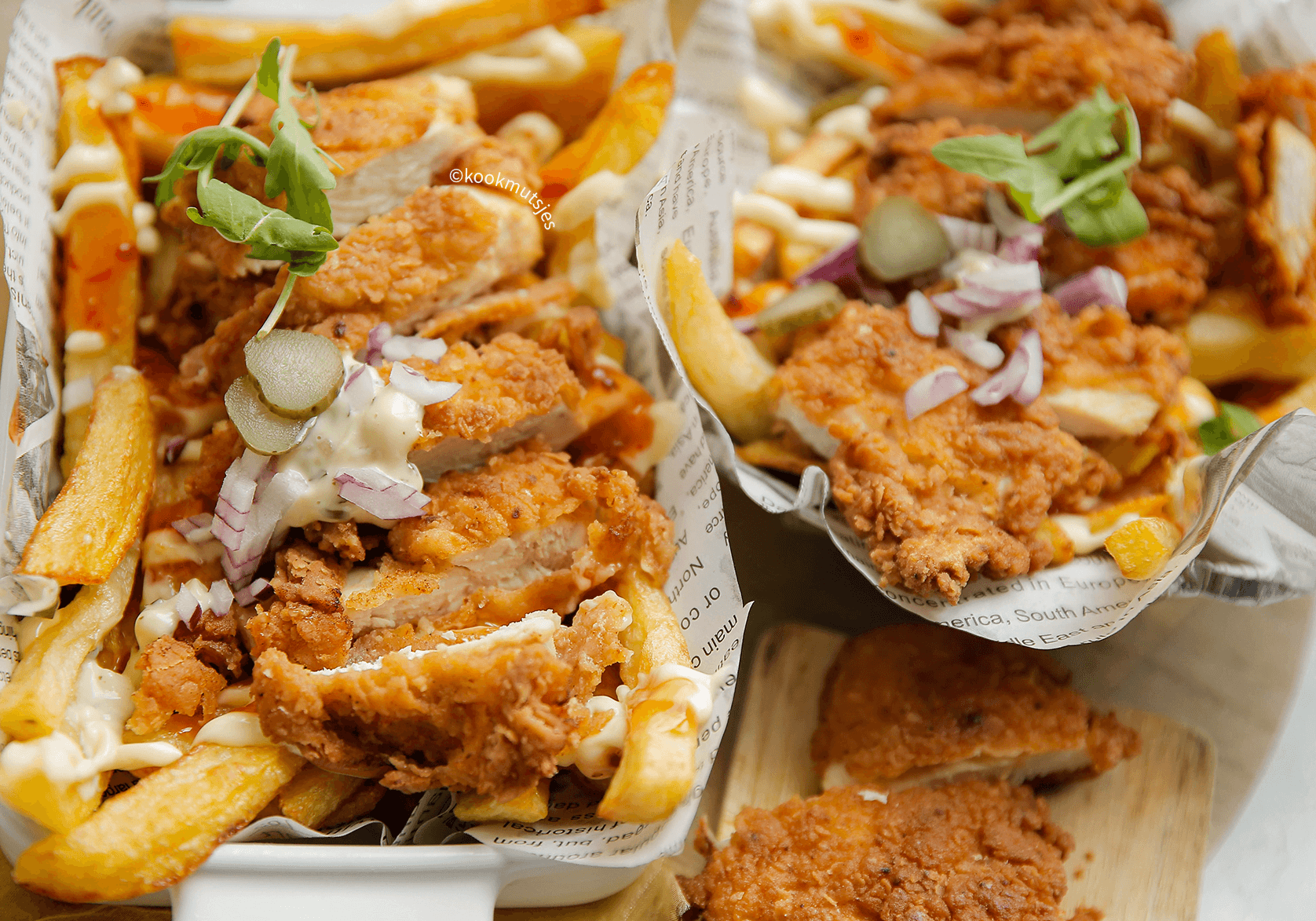 Loaded fries met krokante kip eindresultaat Kookmutsjes