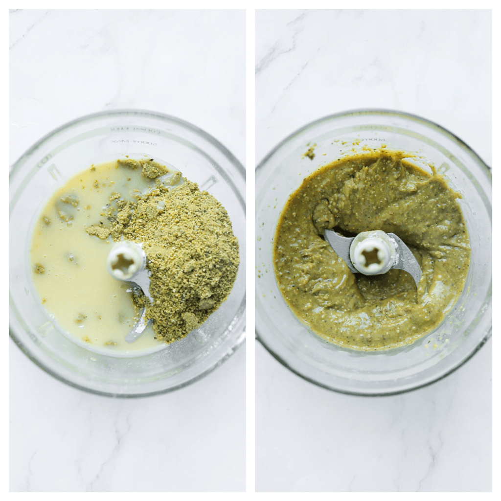 Doe de witte chocolade ganache samen met de poedersuiker en pistachenoten in een hakmolen. Mix tot een gladde pasta.