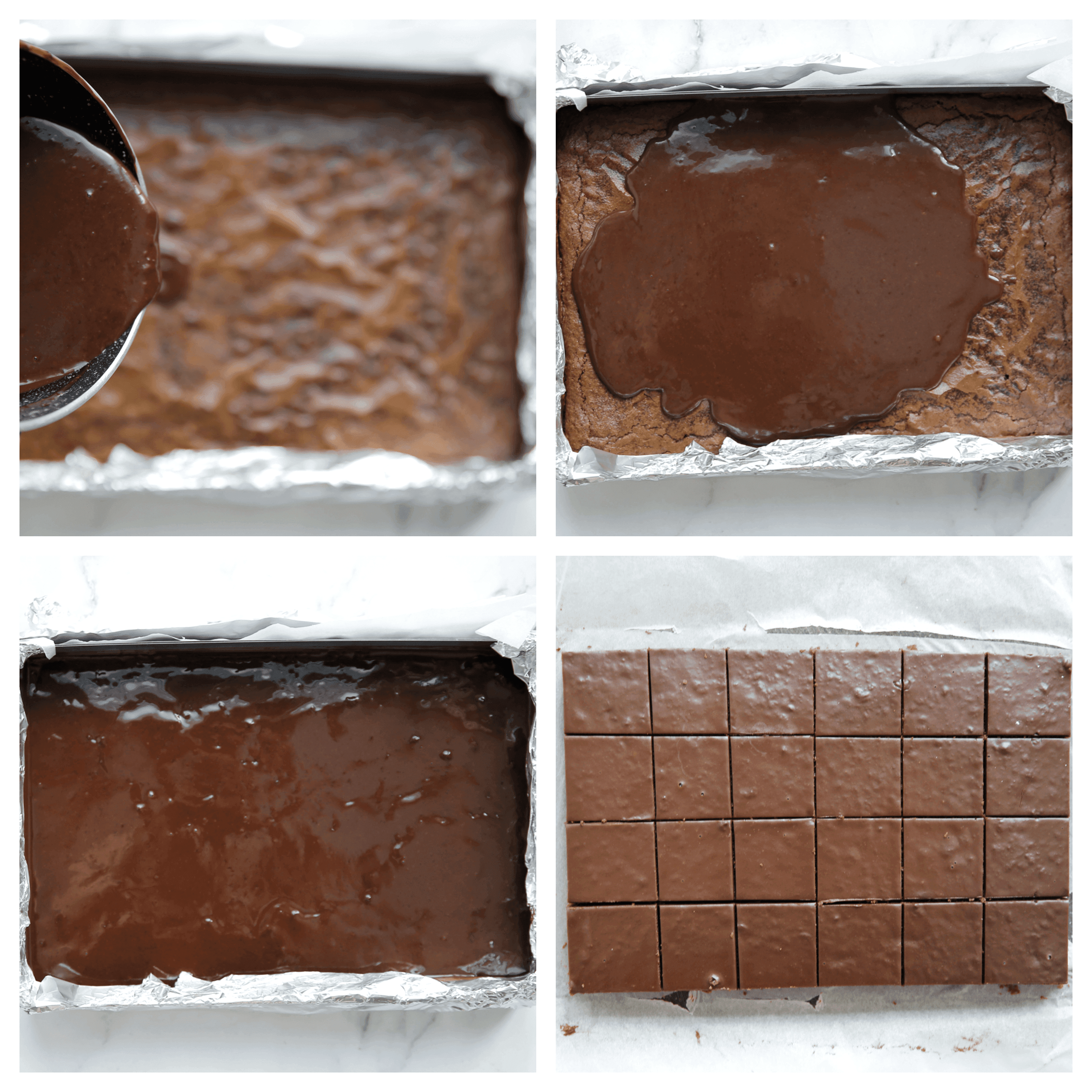 Topping-verdelen-over-de-brownie-en-snijden-in-blokjes