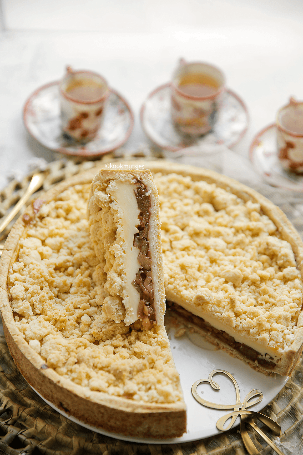 Appelkruimeltaart met gele room eindresultaat Kookmutsjes