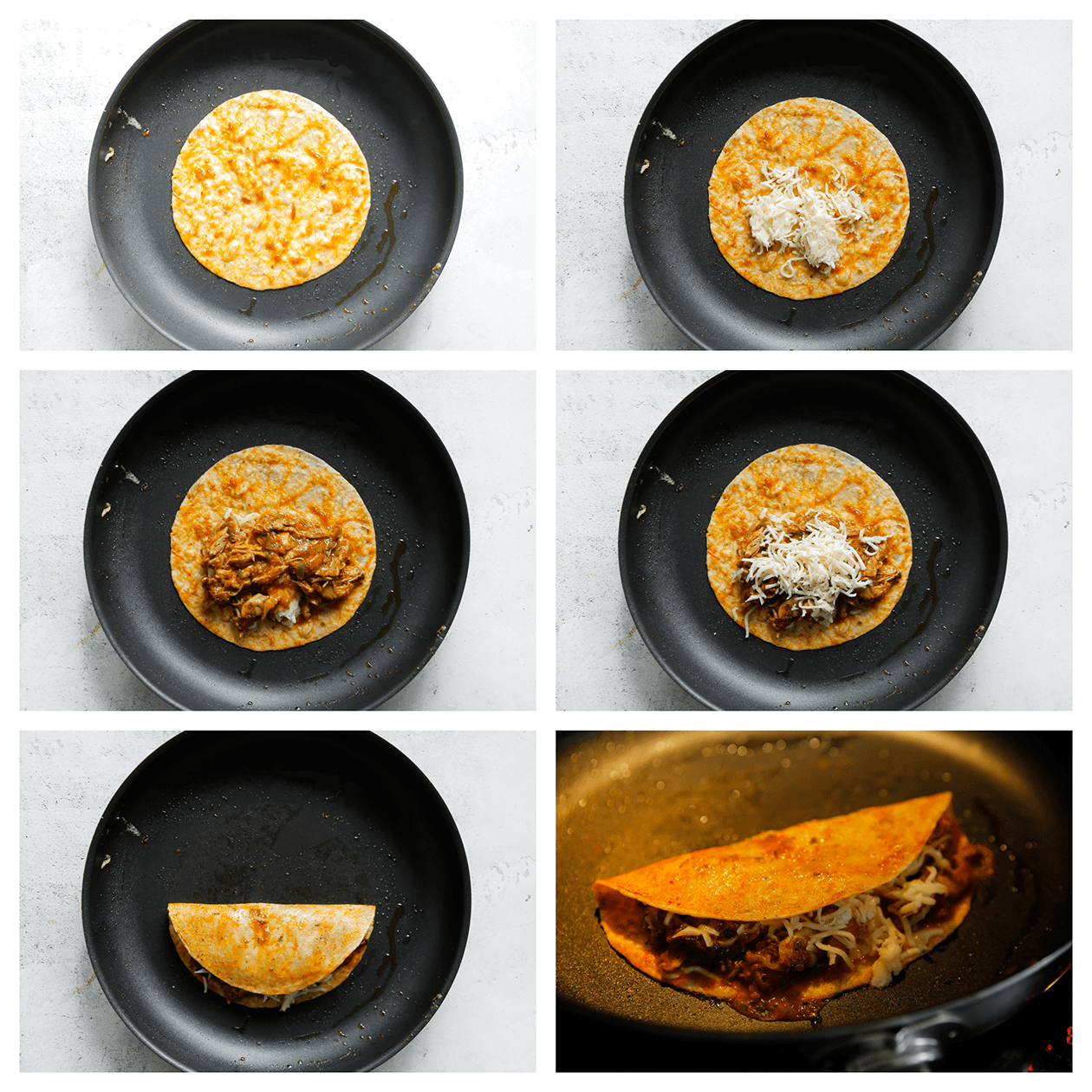 Birria tacos knapperig bakken in een koekenpan