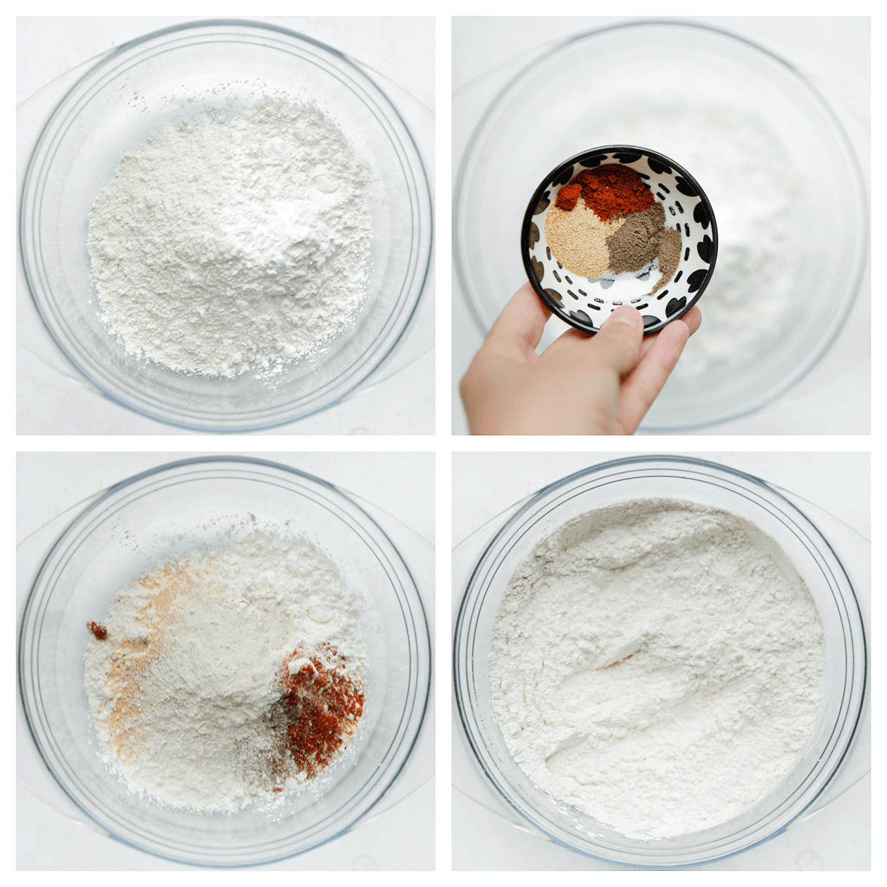 Bloem mixen met verse kruiden tot een geheel