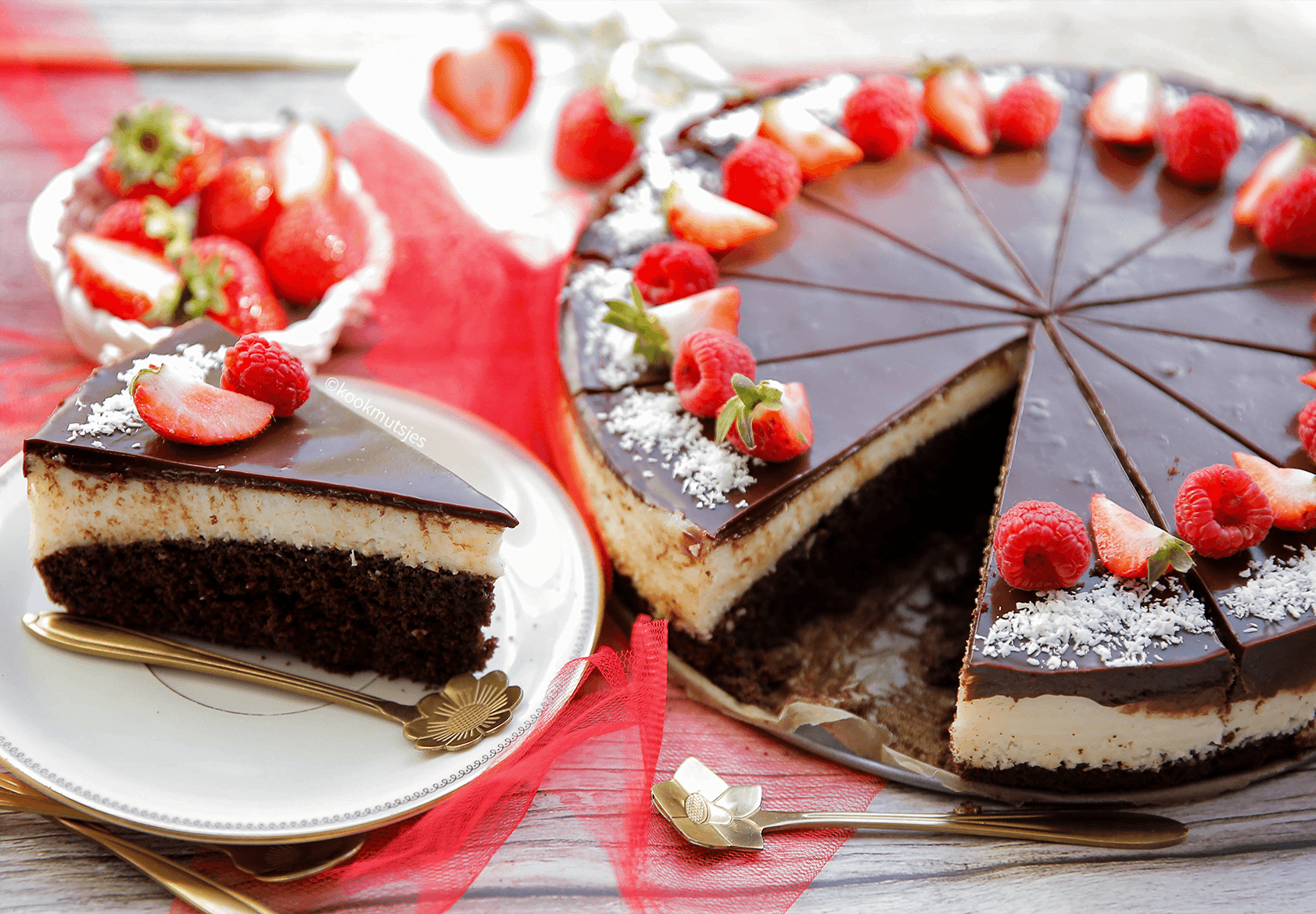 Bountycake met ganache