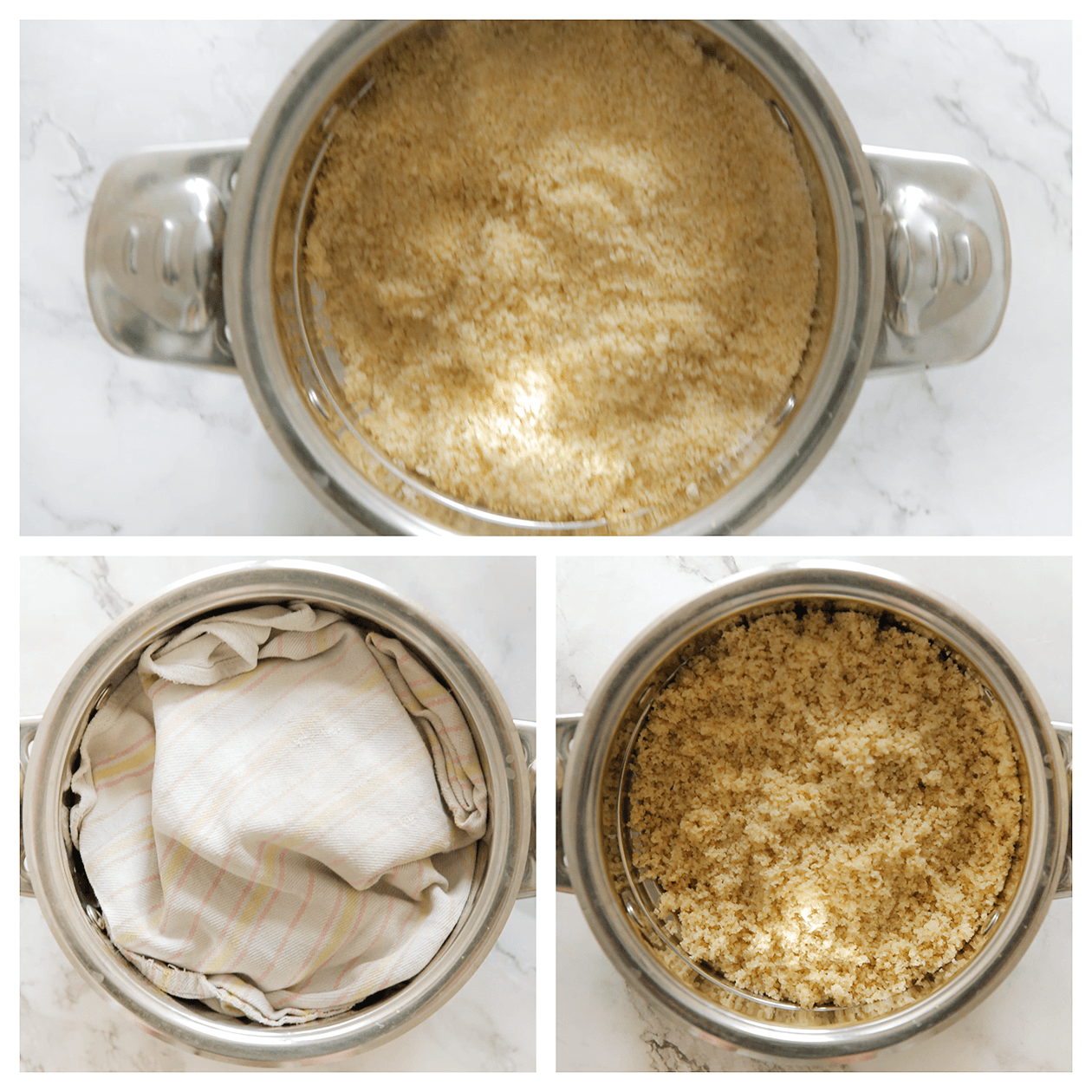 Bulgur stomen in een pan