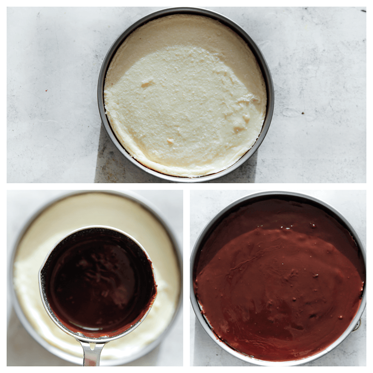 Chocolade ganache verdelen over de bountycake