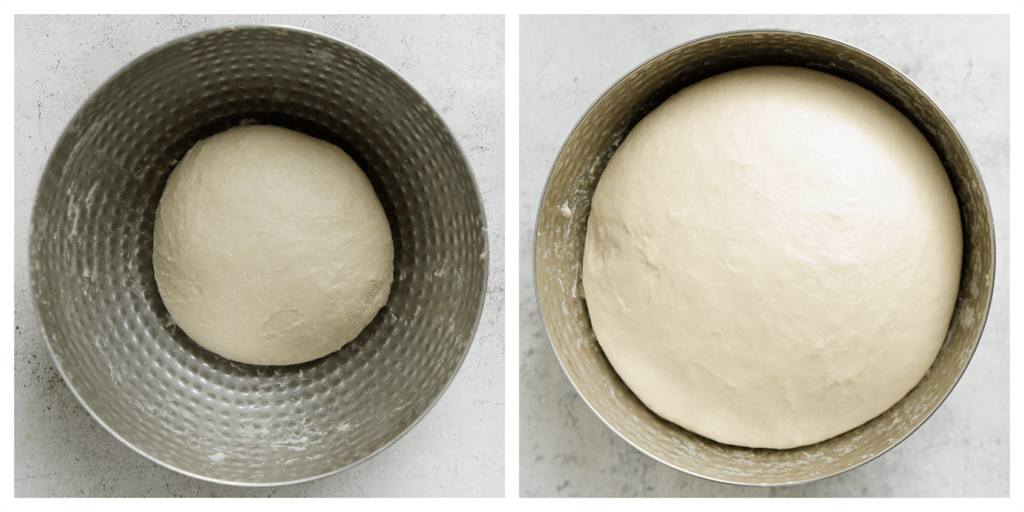 Kneden gaat nu een stuk makkelijker. Kneed het deeg 10 minuten. Dek het deeg af en laat 1 uur rijzen op een warme plek of tot het in formaat is verdubbeld.